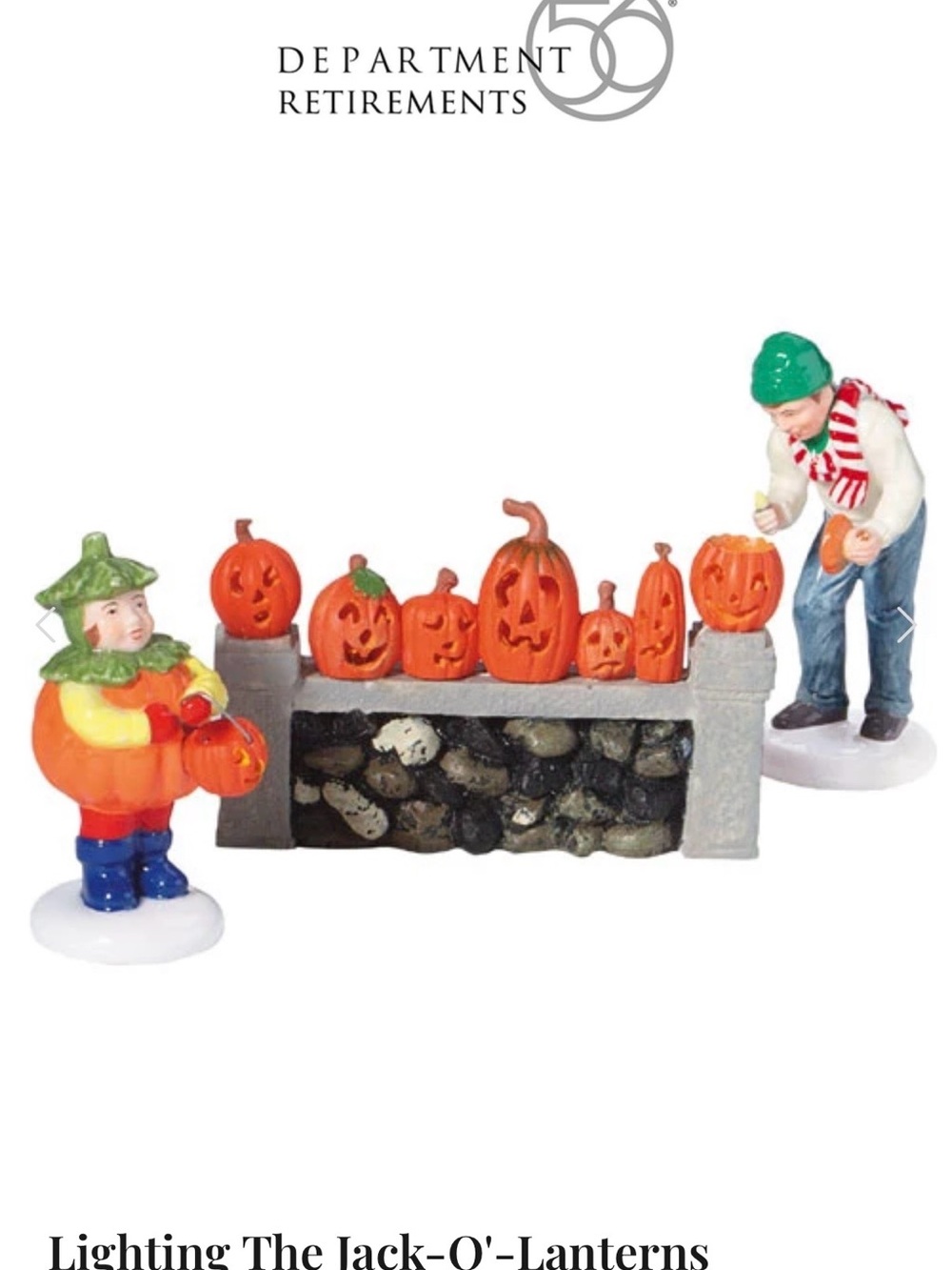 Retired Dept 56 Village Halloween Lighting the Jack-O-Lanterns-SKU 55117-MIB